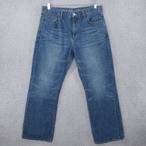 American Eagle Outfitters Bootcut Jeans  Mens 36x30 Medium Washed Faded Whiskerd